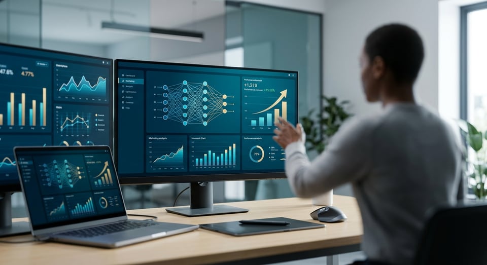 AI agents and experts working on marketing together